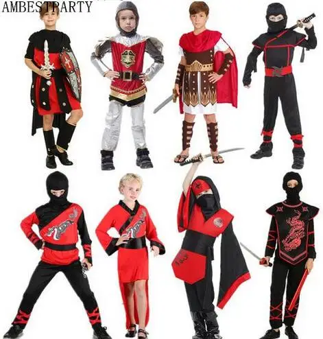 

Hot 2017 Ninja Costumes boy Adult Halloween Cosplay Costume Ninja Warrior Costumes Kids Birthday Gift Lovers clothes AMBESTPARTY