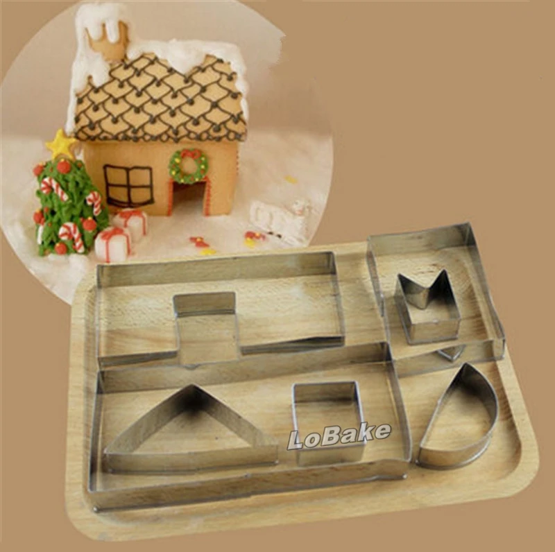 (7pcs/set) New arrivals stainless steel 3D chocolate house mold