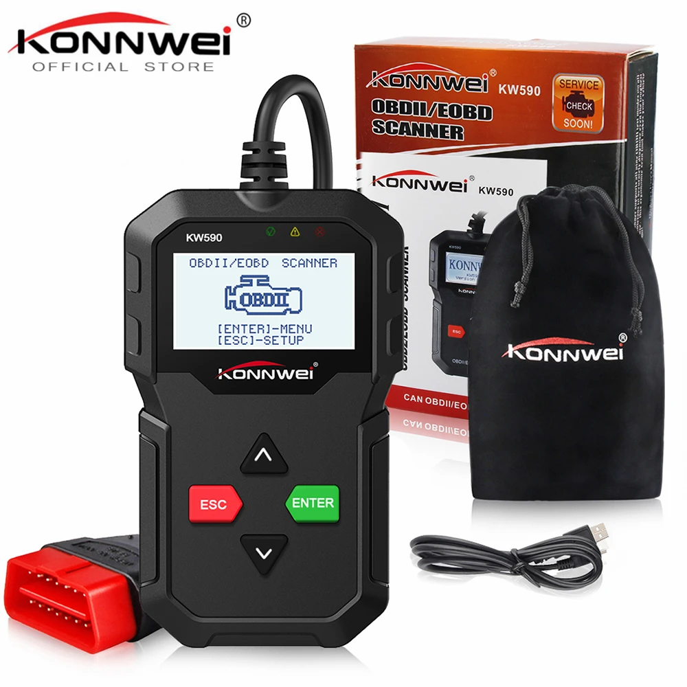 New KONNWEI KW590 OBD2 Code Reader Automotive Scanner Auto Repair Diagnostic Tool OBD II OBD 2 Scanner Better ELM327 in Russian New KONNWEI KW590 OBD2 Code Reader Automotive Scanner Auto Repair Diagnostic Tool OBD II OBD 2 Scanner Better ELM327 in Russian