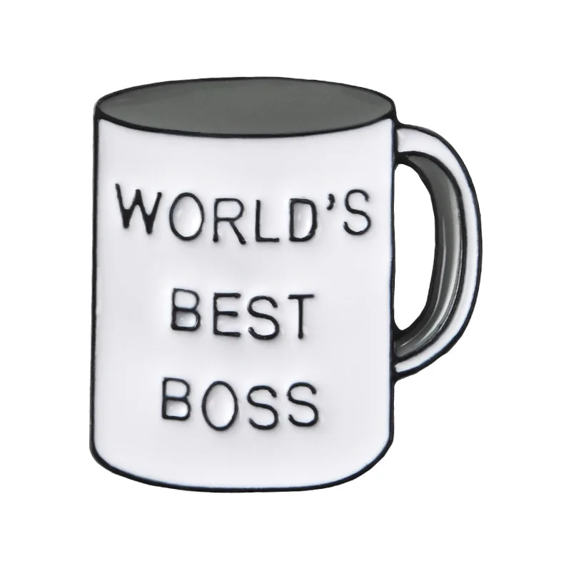 

New Cartoon Cute Metal Whale Animal Enamel WORLD'S BEST BOSS Cup Badge Coffee Cup brooch pin For Women