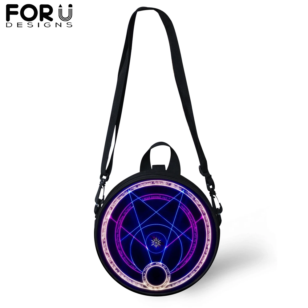 

FORUDESIGNS Novel Cool Magic Array Small Messenger Crossbody Bags for Women Kids Round Shoulder Bag Girl Boys Casual Satchel