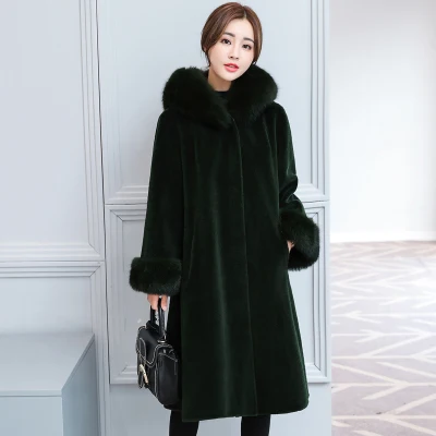 HANZANGL модное женское кашемировое меховое пальто флокированное зимнее длинное пальто куртка размера плюс женская верхняя одежда из искусственного меха 4 цвета M~ 3XL - Цвет: 2