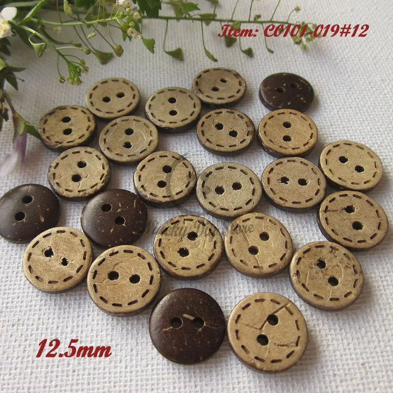 

350pcs 12.5mm ( 20L) dotted line natural coconut shell buttons sewing decorative accessories