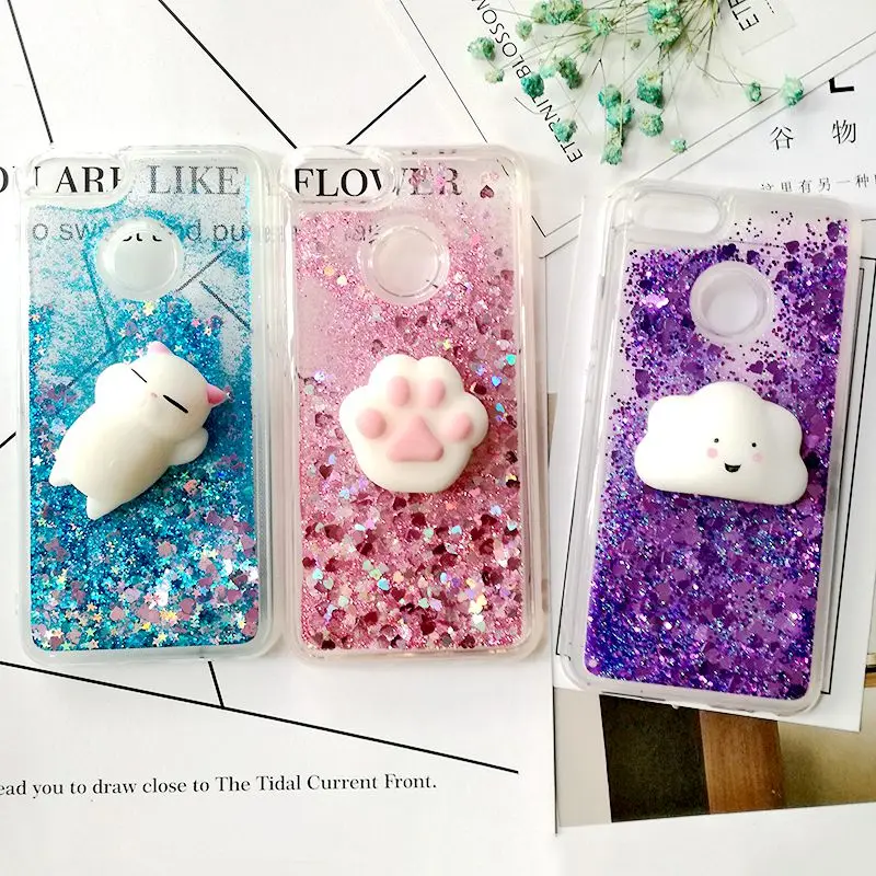 

3D Squishy Cat Case For Xiaomi Mi A1 A2 8 6X 5 5S plus 6 Luxury Glitter Quicksand phone Case For Xiaomi Mi Max Mix 2 Cover Coque