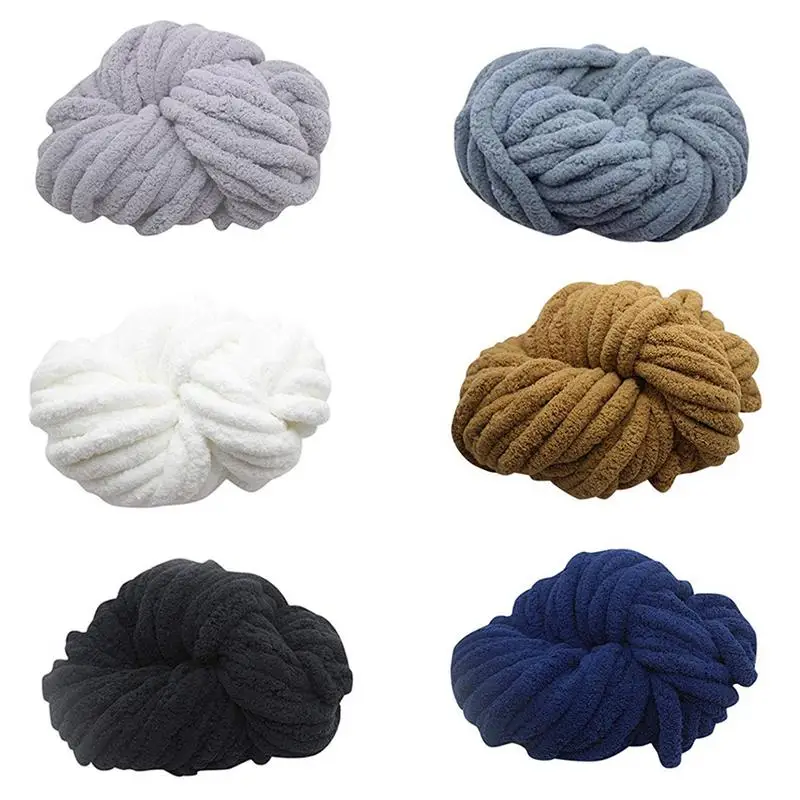 

6 Colors DIY Soft Chenille Wool Yarn Coarse Wool Blanket Ice Strips Thickened Chenille Handmade Blanket Yarn