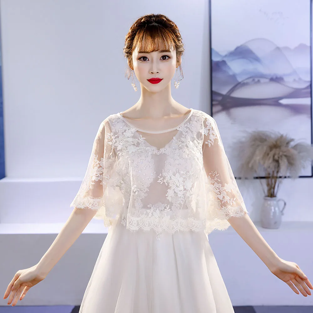 

Lace Sheer Wrap Cover Up Bridal Bridesmaids Wedding Jacket Women Summer Bolero Short Cape Fashion Wraps Handmade