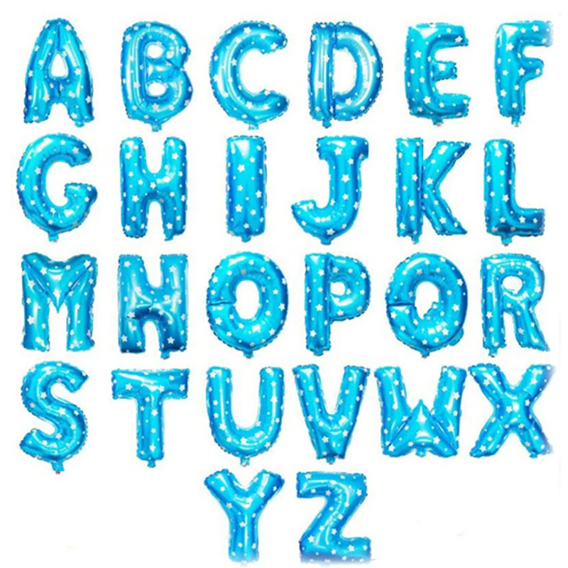 

1pc 16inch Blue Alphabet letters foil Balloons name baloes Birthday New year party Wedding Decoration inflatable air balloons