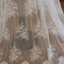 0.91X1.3 метра широкий сетка слоновой кости Тюль газ вышивка кружева ткань одежда bkbr