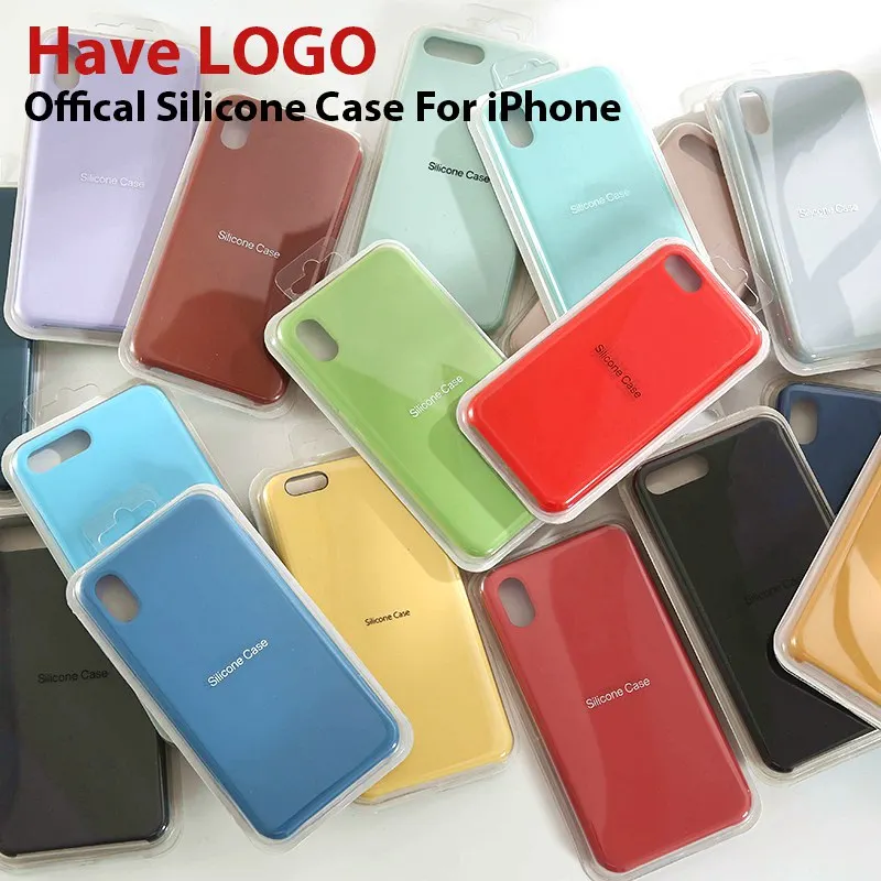 

With Logo Original Silicone Case For iphone X XR XS Max Case Official Cover For Apple iphone 7 Plus 8 6 6S Case Coque Retail Box