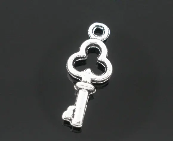 

Zinc metal alloy Charm Pendants Key Antique Silver 16mm( 5/8") x 6mm( 2/8"), 35 PCs new