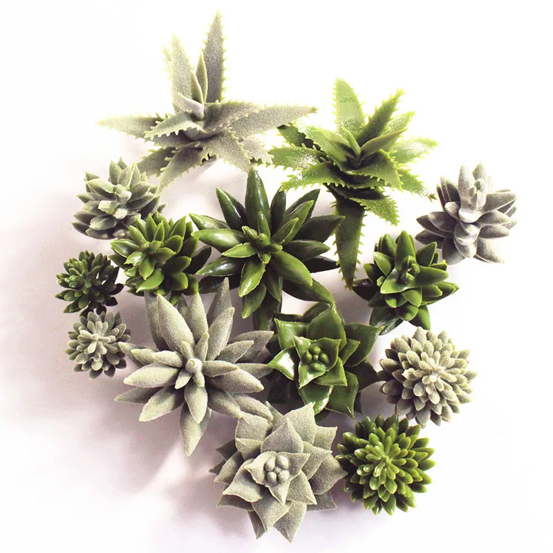 

Simulation Succulent Plants Set Dark Green Series Flocking Combination Creative DIY Decoration Supplies Plastic Plants H