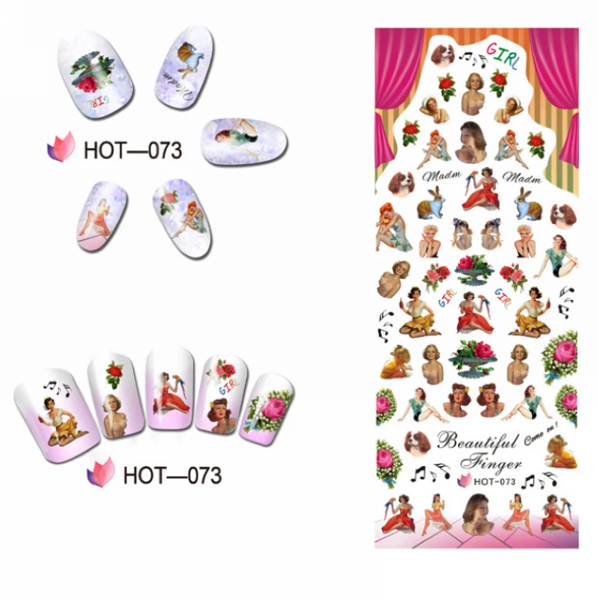 

UPRETTEGO NAIL ART BEAUTY WATER DECAL SLIDER NAIL STICKER FLOWER TRIPLE COLORS CAT DOG VINTAGE ROCOCO PATTERN HOT073-078