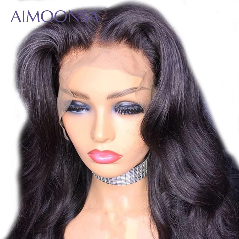 

Undetectable Lace Wig Transparent Lace Ponytail 360 Lace Wig 180 Density Brazilian Body Wave Invisible Knots Remy Aimosa