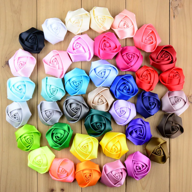 

2 inch ribbon satin rosettes 39color Clothing Accessories Classic Rose Bud Headdress Flower Corsage 100pcs/lot freeshipping TH07