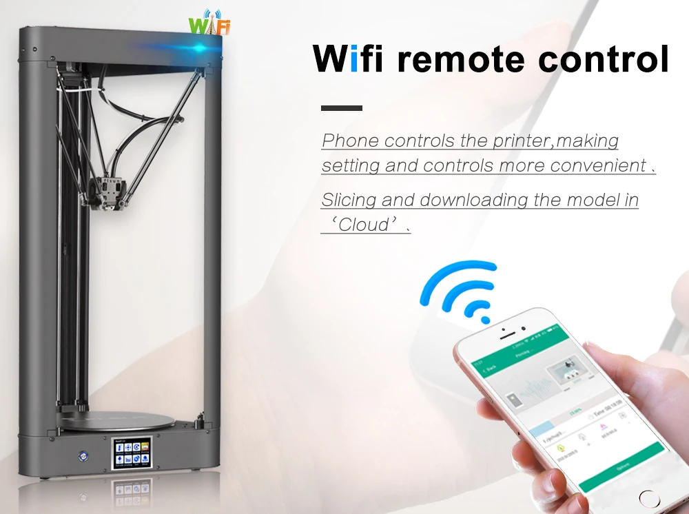 Обновленный 3d принтер Flsun QQ-S предварительно собранный Delta Kossel сенсорный экран Wifi модуль большой размер печати 255*255*360 мм