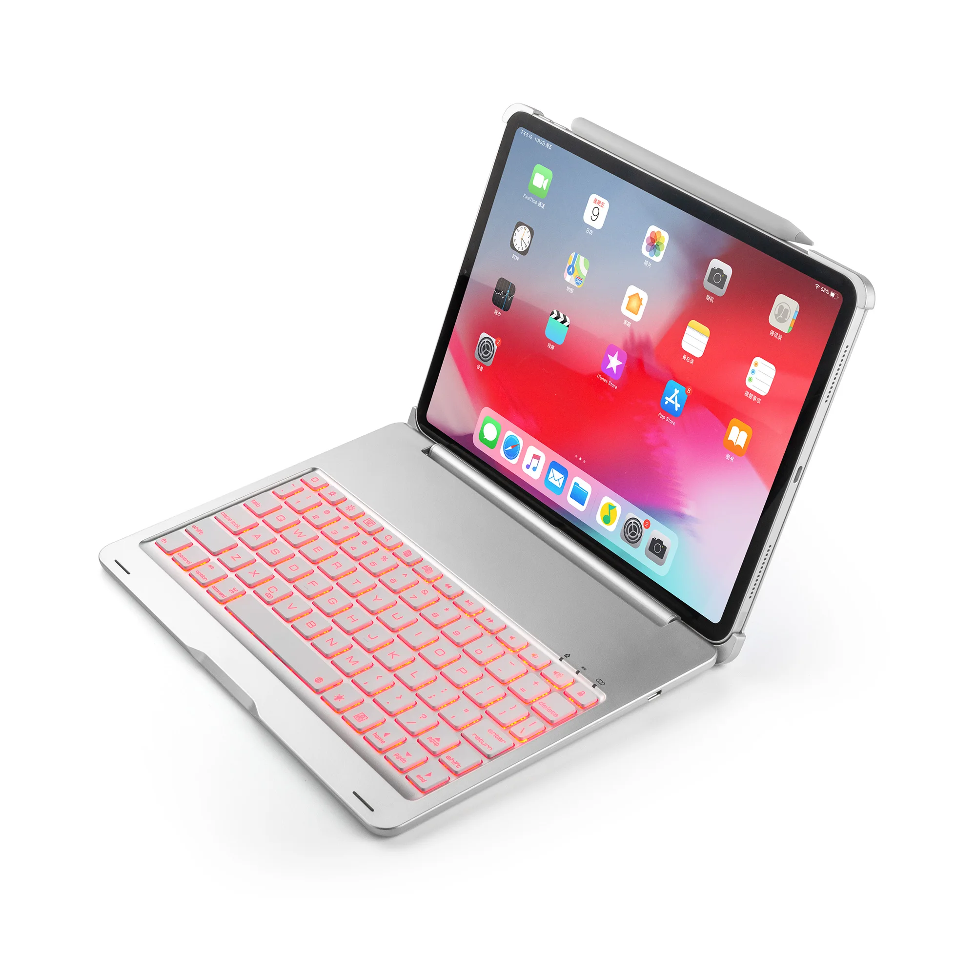 

New Wireless Bluetooth Keyboard Case for iPad Pro 11 inch 2018 with Colorful LED Backlight