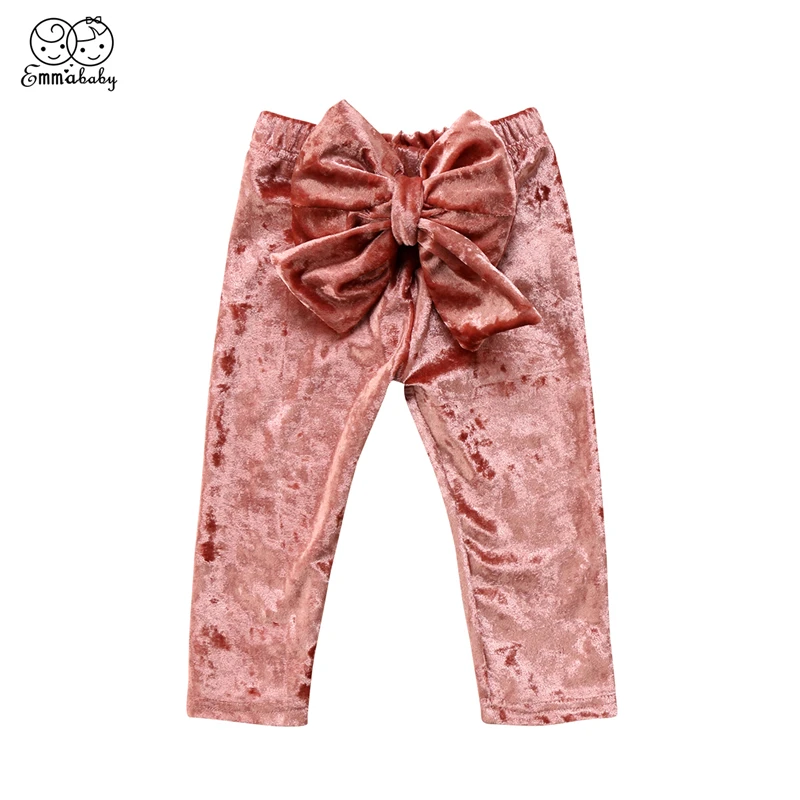 Emmababy 1 5 Y kids baby girl pants girls PP bowknot Skinny Velvet