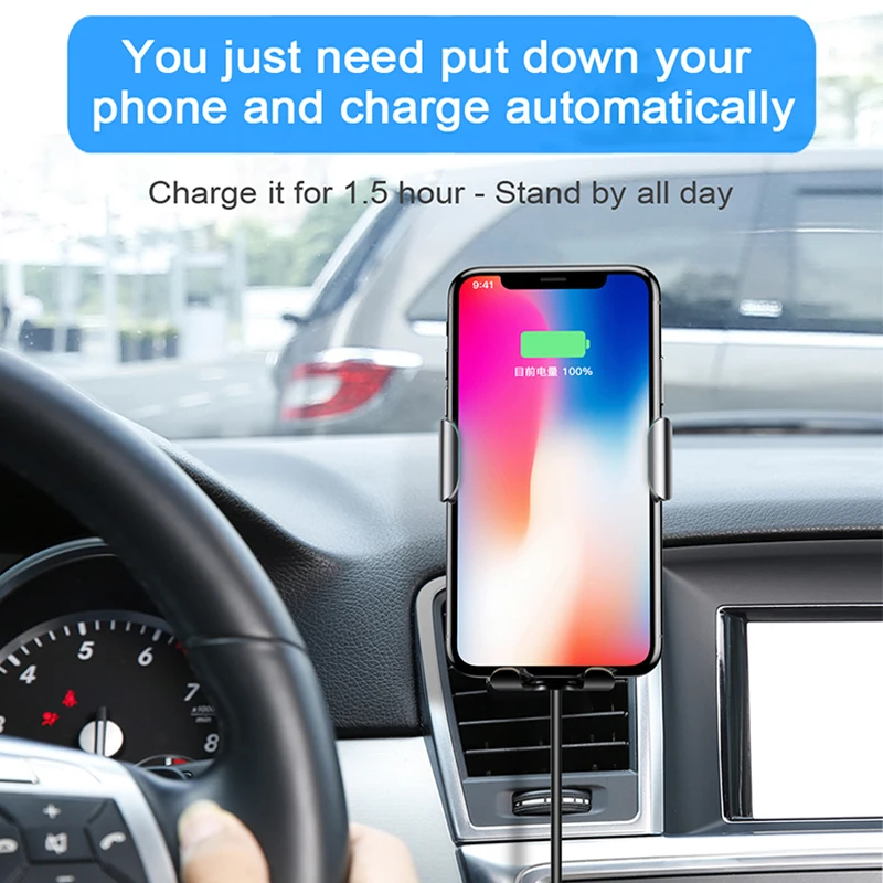 Baseus 10 Вт Qi Беспроводное Автомобильное зарядное устройство для iPhone X 8 8Plus Gravity