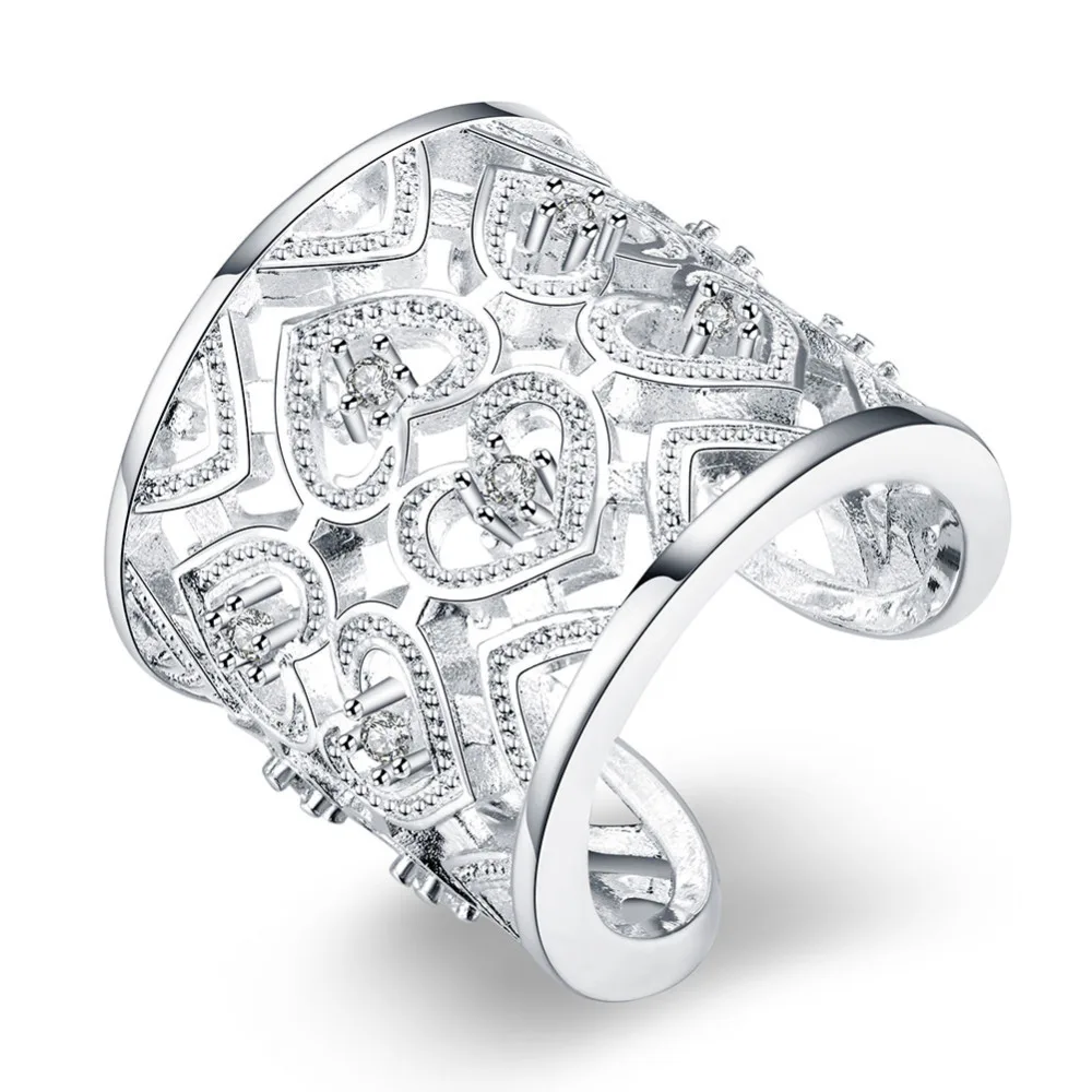

Wholesale Silver-plated Rings For Women,Fine Fashion Jewelry Aneis,Inlaid Stone Multi Heart Ring Silver Jewelry Finger Rings Men