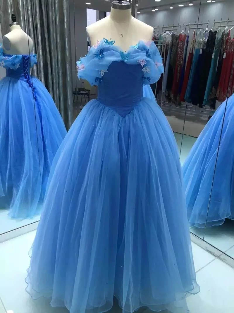 Foto Real Skyblue vestido baile Cenicienta vestidos de graduación largo 2019 vestido Formal de fiesta para mujer de graduación para niña de 8 grados de Graduación vestido|cinderella prom dress|prom dressesprom