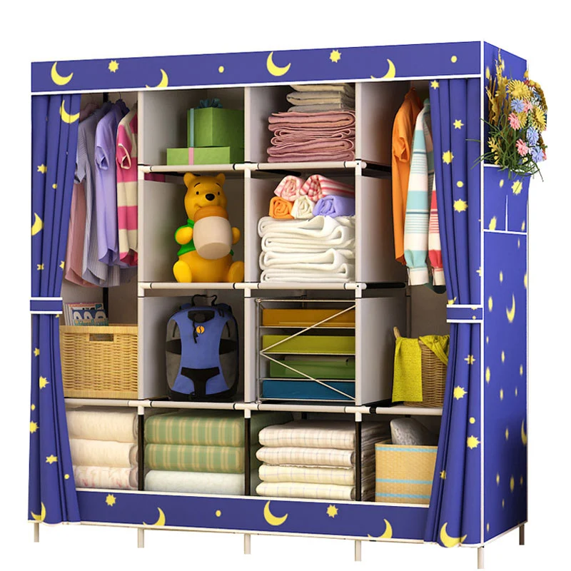 

Modern Assembled Wardrobe Household Cloth Folding Wardrobe Storage Closet Large Reinforced Combination Wardrobe Cabinet