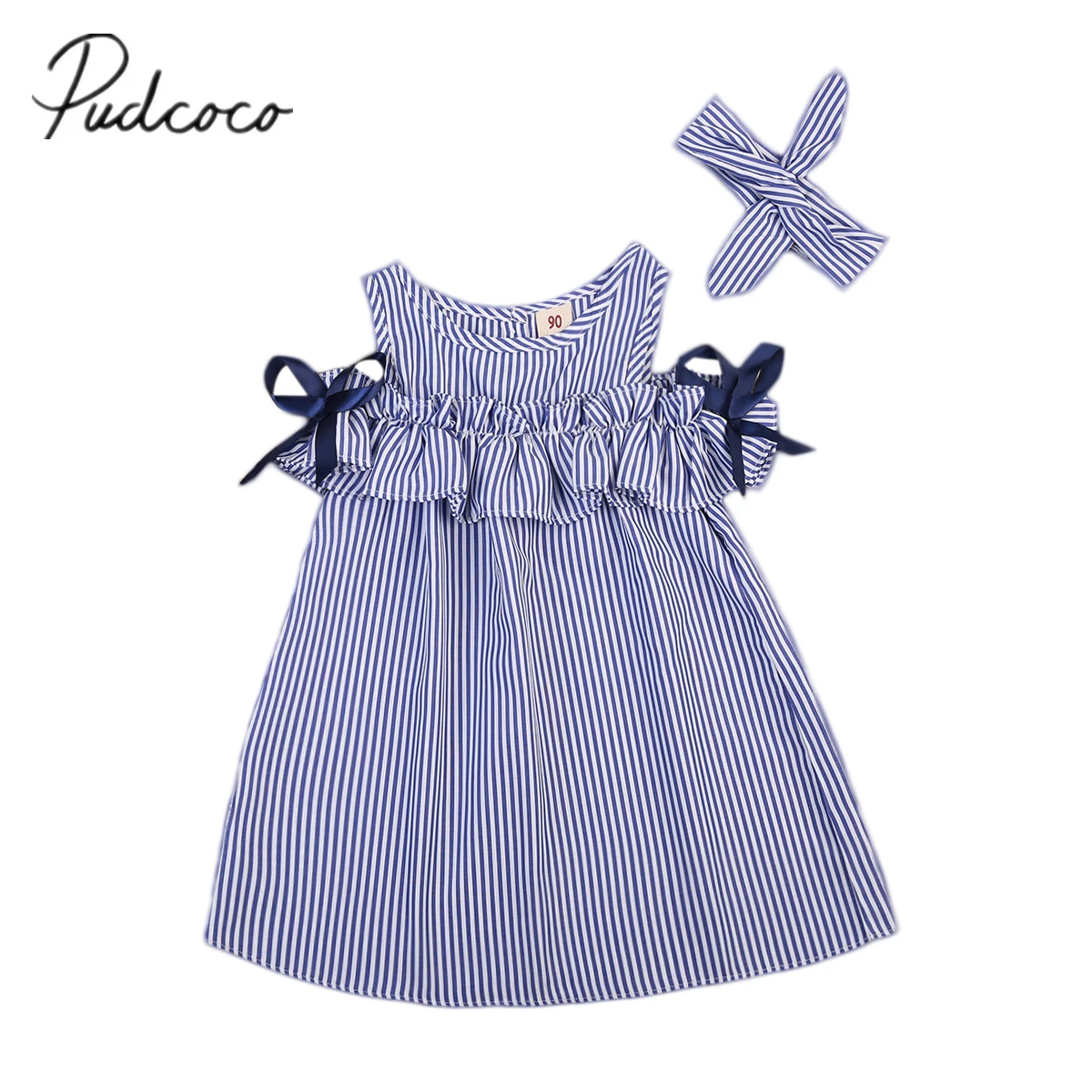 

Pudcoco 2017 Fashion Kids Baby Girls Off Shoulder Floral Tops Striped Tutu Dress Outfits Stripe Clothes 1-6Y