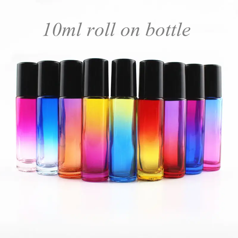 

10PCS Colorful 10ML Thick Glass Roll On Bottle Empty Perfume Essential Oil Vials with Stainless Steel Roller Ball