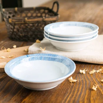 

Japan Style restaurant traditional deep ceramic salad dishes plates porcelain tableware under galzed cold dish bowl rice dish