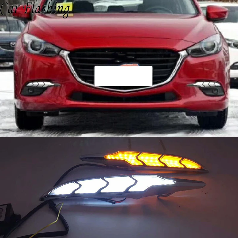 Автомобильные мигающие дневные ходовые огни для Mazda 3 Axela 2017 2018 противотуманные