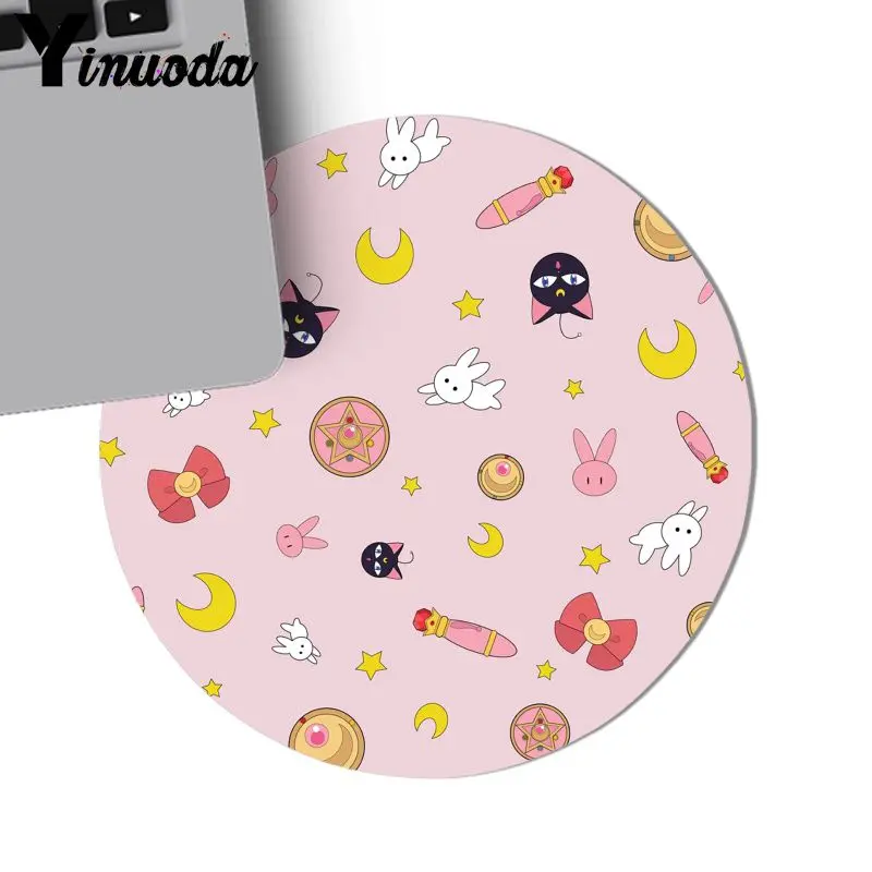 Yinuoda Beautiful Anime Sailor Moon anime girl Soft Rubber Professional Gaming Mouse Pad Computer Comfort small round Mouse Mat