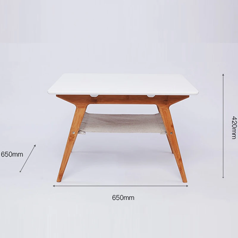ZEN'S BAMBOO Square Coffee Table Bamboo Tea table White Double Layer Table Living Room Furniture ZEN'S BAMBOO Square Coffee Table Bamboo Tea table White Double Layer Table Living Room Furniture