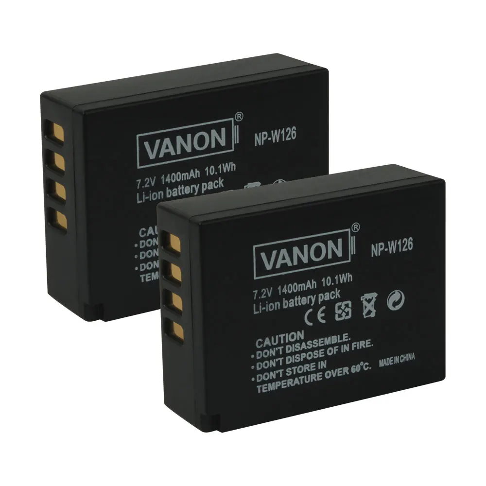 VANON 2 pack + Зарядное устройство NP W126 7 В 1400 мАч литий ионный Перезаряжаемые Камера
