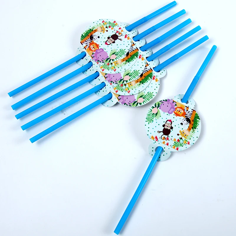 90Pcs\Lot Jungle Animal Theme Paper Cup Plate Napkin Flag Straw Kids Favor Birthday Party Decoration Disposable Tableware