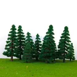 16 шт./упак. Пластик 2,36 дюймов-4,72 дюймов Пейзаж Модель деревья для построения модели село макет сцены-темно- зеленый