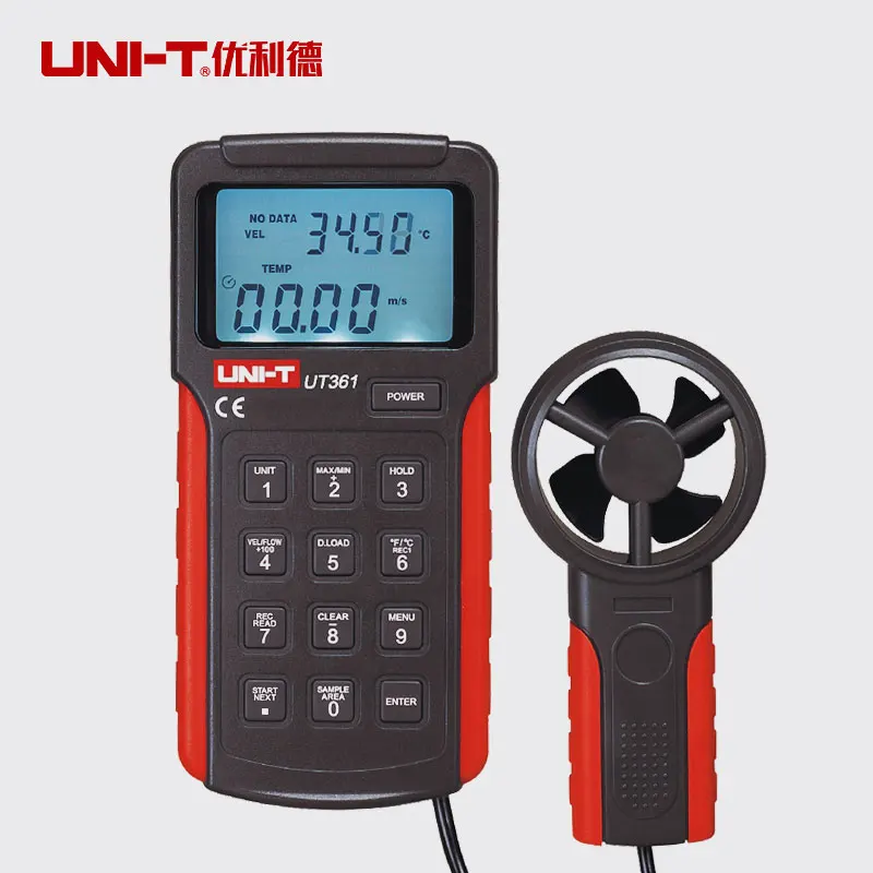 

UNI-T UT361 Anemometer wind speed temperature tester Wind Count Units Switch Wind Speed Display