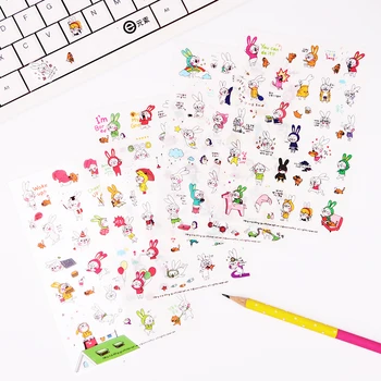 

6 Sheets/Set Book Sticker Rabbit Diary Scrapbook Calendar Notebook Label Decoration