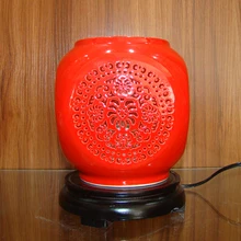 Ретро стол lamptraditional Винтаж китайский фарфор керамический светильник Настольный спальня гостиная Свадебные настольная лампа Цзиндэчжэнь красный