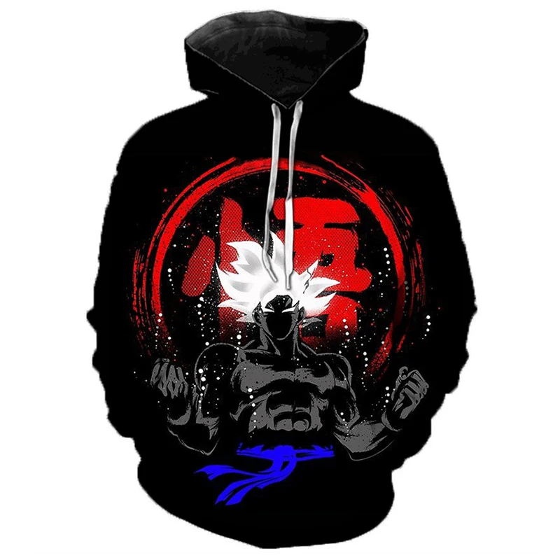 

New 3D Hoodie Sweatshirt Dragon Ball Super Hoodies Hooded Coat Super Saiyan Printed Cartoon Hombre Turned Black Goku 3D Hoodies