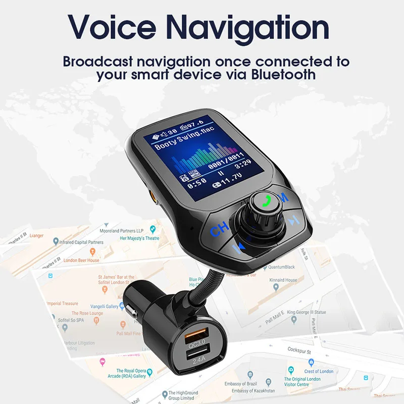 Автомобильный Bluetooth fm передатчик MP3 плеер Hands Free радио адаптер USB зарядное