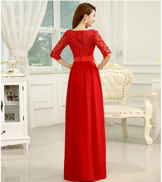 Красное Кружевное платье в пол с коротким рукавом, женские и женские платья,, простое платье для выпускного вечера с круглым вырезом, вечерние платья для особых случаев W1875