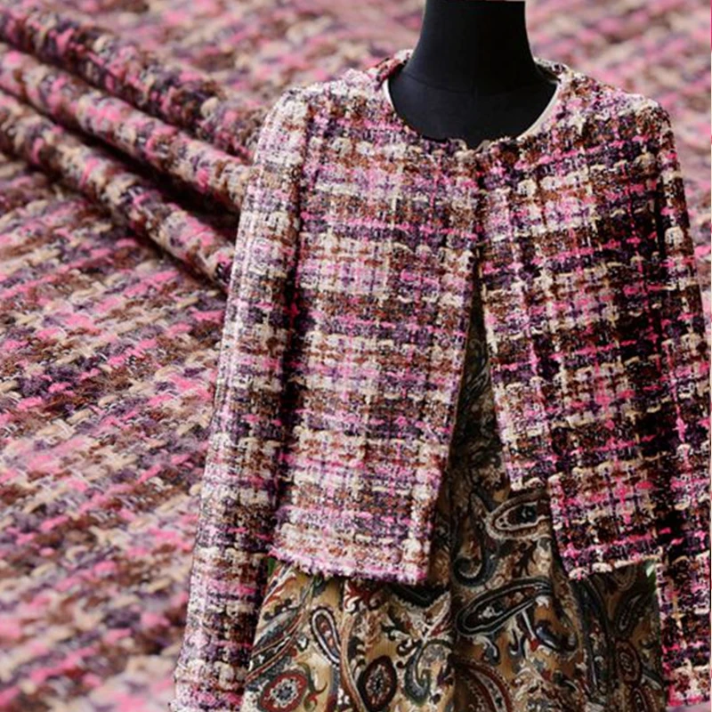 Limited hot sale 2017 new fashion weaving yarn dyed tweed wool viscose