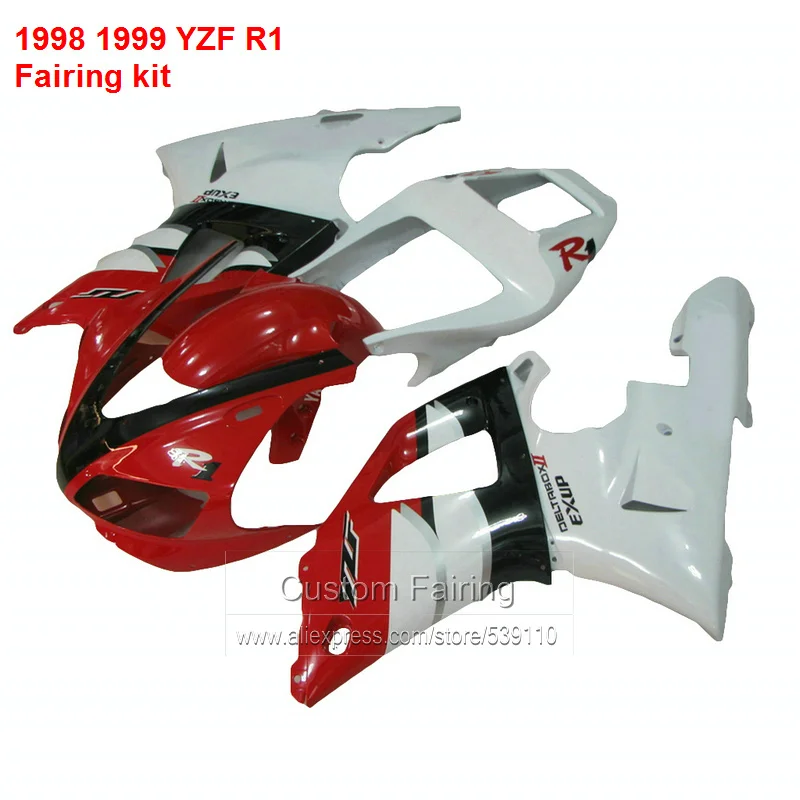 Обтекатели для YAMAHA YZF R1 98 99 1998 1999 (красный и белый) комплект обтекателей
