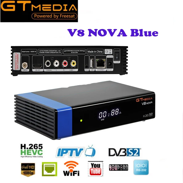 10 шт. GTMedia V8 Nova/синий полный DVB-S2 спутниковый ресивер GT медиа V8 NOVA FREESAT Receptor H2.65 Powervu cam Встроенный Wi-Fi