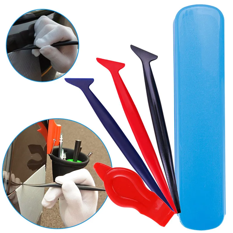 

Auto Vinyl Application Tool Kit 4 in 1 Micro Mini Squeegee Curves Slot Tint Tool Set for Installing Vehicle Wraps Auto Sticker