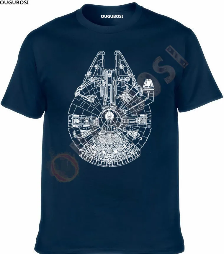 

Star Wars Falcon Blueprint Official Last Jedi Black Mens T-shirt