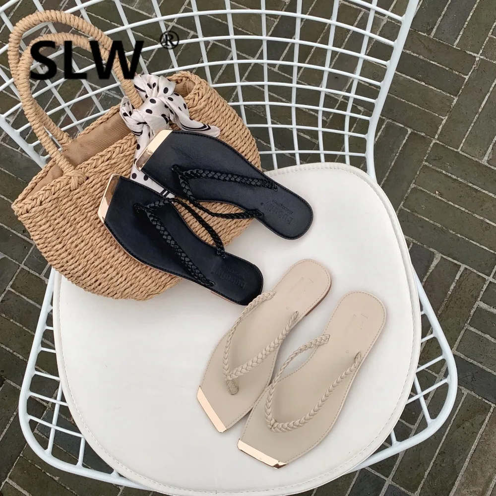 

Socofy Shoes Women Metal Decoration Slippers Summer Loafers Ladies Flip Flops Slides Soft 2019 Flip-flops Flat