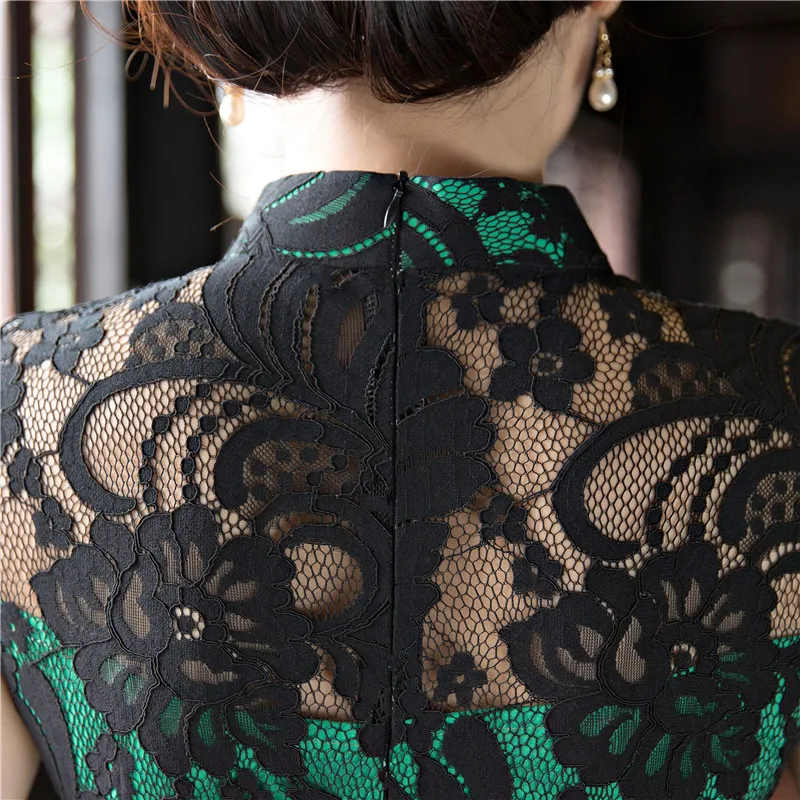 Шанхай история Новое поступление китайский женский колено Ленг Cheongsam модные короткие Стиль Лето Qipao кружевное платье Vestidos