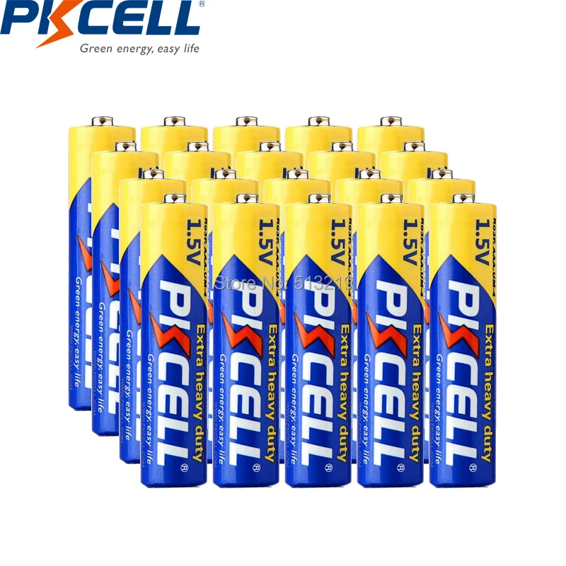 20PCS PKCELL AAA battery 1.5v R03P UM4 Zinc Carbon Supper Heavy Duty