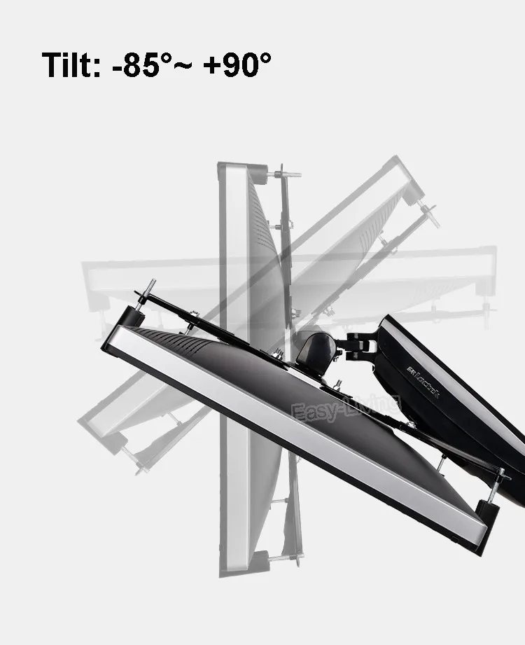 Suporte + Adaptador de Extensão Vesa para Nenhum Furo de Montagem Braço de Gás com Porta Movimento Completo Desktop -27 Monitor Montagem Usb D5v 10 - Imagem 3