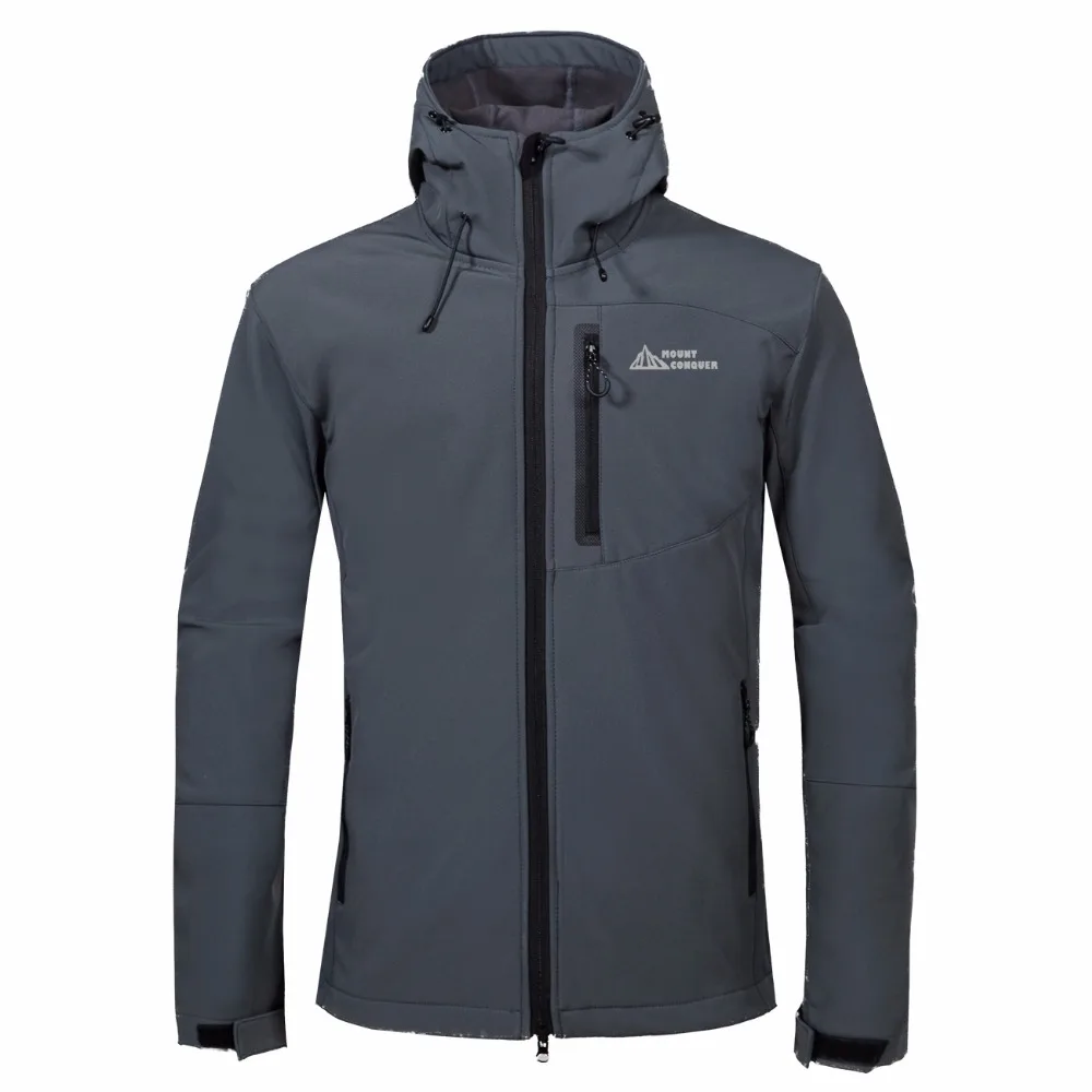 

MOUNT CONQUER Men Softshell Fleece Hiking Jacket Outdoor Windproof Water Repellent Male Clothing Climbing Riding Coat